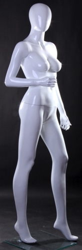 Female Egghead Mannequin in Glossy White