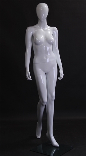 Female Egghead Mannequin in Glossy White