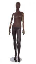 Brown Leatherette Female Egghead Mannequin with Posable Arms