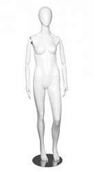 Female Mannequin Egghead with Posable Wood Arms And Fingers