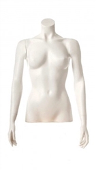 Glossy White 1/2 Torso Female Mannequin with Arms