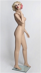 Realistic Flirty Female Flesh Tone Mannequin Blowing a Kiss