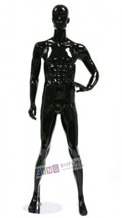 Abstract Male Mannequin Glossy Black Hand on Hip