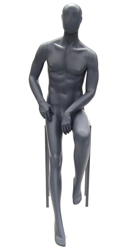 Gray Egghead Male Mannequin Casual Seated Pose