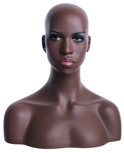 Realistic African American Female Display Head with Shoulders