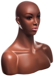 Realistic African American Female Display Head with Shoulders