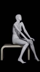 White Mannequin Abstract Head Female right hand on hip