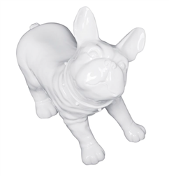 Glossy White Abstract French Bull Dog Mannequin