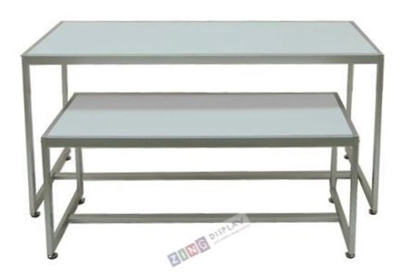 Nesting Table Set in Silver and White