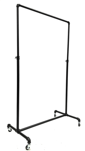 Industrial Pipe Bar Single Hang Rail Rolling Rack Black