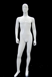 Glossy White Male Mannequin with Abstract Egghead from www.zingdisplay.com