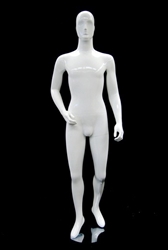 Glossy White Male Mannequin with Abstract Egghead from www.zingdisplay.com