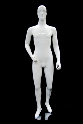 Glossy White Male Mannequin with Abstract Egghead from www.zingdisplay.com