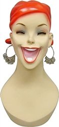 Vintage Painted Female Display Head.