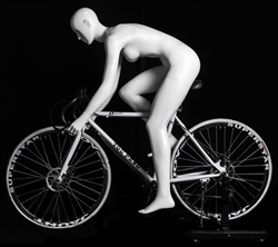 Female Cyclist Bike Riding Mannequin - Glossy White