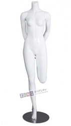 Female Yoga Mannequin Glossy White Hip Flexor Stretch Headless Changeable Heads