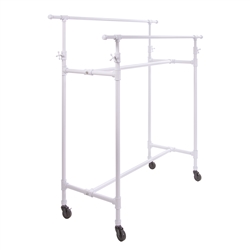Adjustable Double Bar Box Rack in Glossy White - Pipe Collection