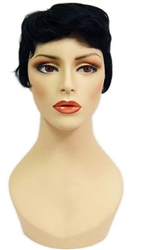 Unisex Black Vintage Look Short Hair for mannequin or head display