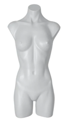 Armless Female 3/4 Torso Form in White Plastic