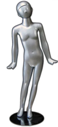 Silver Abstract Unisex Pre-Teen Child Mannequin - Hands Flared