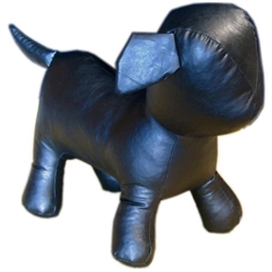 Plush Black Leatherette Dog Mannequin