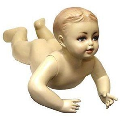 Toddler Mannequin in a Tummy Time Pose from www.zingdisplay.com. Molded hair and realistic facial features.