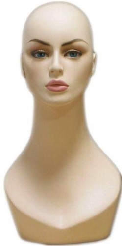 Full Make Up Female Head Display w/ Stylish Neck. Nice counter top head display for jewelry, hats or wigs