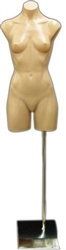 Armless Female 3/4 Torso Form in Tan Plastic