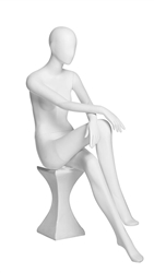 Matte White Abstract Sitting Female Egghead Mannequin From ZingDisplay.com