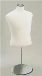 White Fabric Jersey Half Male Display Form with Metal Base