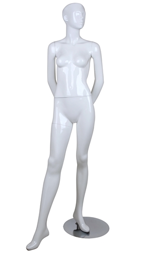 White Mannequin Abstract Head Female Arms Behind Back