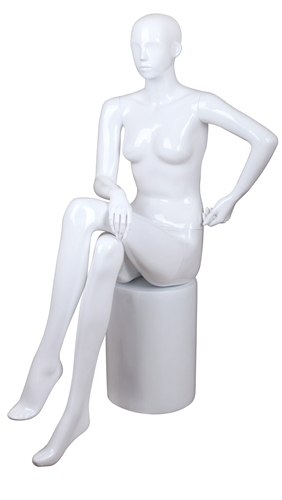 White Mannequin Abstract Head Female Seated Pose