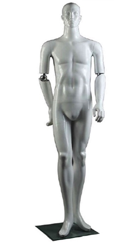 Abstract Facial Features Male Mannequin with Movable Elbow.