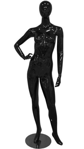 Glossy Black Female Mannequin with Egghead