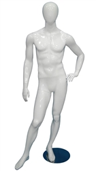 Egghead Male Mannequin Glossy White Left Hand on Hip