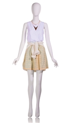 Female Egghead Mannequin in Matte White with arms at sides in a straight on pose