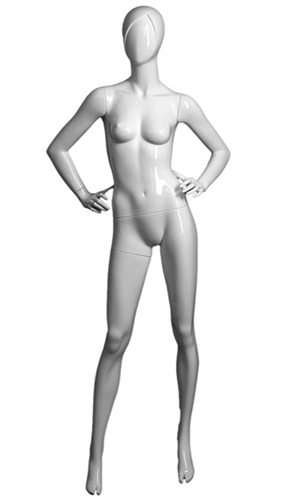 Female Mannequin in White. Abstract Egghead.