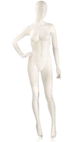 Matte White Mannequin Abstract Head Female Right Hand on Hip