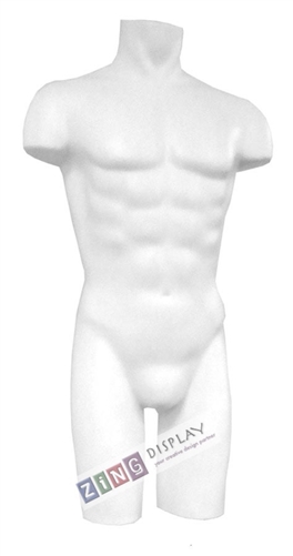 Unbreakable Plastic Male 3/4 Torso Form in White