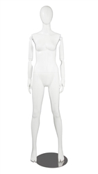 White Female Egghead Mannequin - Posable Wooden Arms - Straight Legs