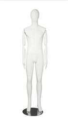 White Male Egghead Mannequin - Posable Wooden Arms - Straight Legs