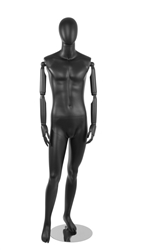 Black Male Egghead Mannequin - Posable Wooden Arms - Weight Back