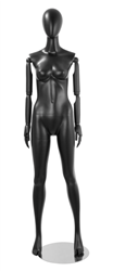 Black Female Egghead Mannequin - Posable Wooden Arms - Great for a standout display item - From ZingDisplay.com