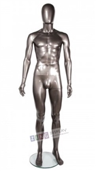 Unbreakable Metallic Pewter Male Egghead Mannequin