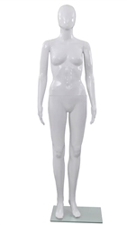 High Gloss White Plastic Female Egghead Mannequin