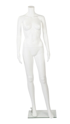 Plastic Headless White Glossy Female Mannequin Hands to side