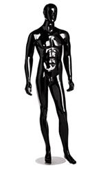 Male Glossy Black Fiberglass Mannequin left leg out