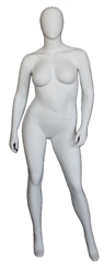 Matte White Plus Sized White Female Mannequin with Left Leg Out  from www.zingdisplay.com