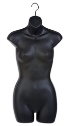 Matte Black Thick Injection Plastic Female 3/4 Torso Form