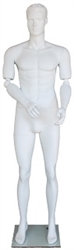 Abstract Facial Features Male Mannequin with Movable Elbow.